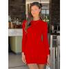 image:imageKaximil Womens Mock Neck Long Sleeve Bodycon Mini Dress Ruched Ruffle Party Club Short DressesRed