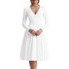 image:imageKaximil Womens Long Sleeve V Neck A Line Elegant Midi Dress Ruffle Flowy Wedding Guest Party Cocktail DressesWhite