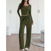 image:imageTrendy Queen 2 Piece Matching Lounge Sets for Women Fall Fashion Outfits 2026 Two Piece Travel Sweatsuits ClothesArmy Green