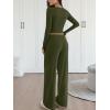 image:imageTrendy Queen 2 Piece Matching Lounge Sets for Women Fall Fashion Outfits 2026 Two Piece Travel Sweatsuits ClothesArmy Green