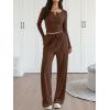 image:imageTrendy Queen 2 Piece Matching Lounge Sets for Women Fall Fashion Outfits 2026 Two Piece Travel Sweatsuits ClothesCoffee Brown