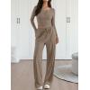 image:imageTrendy Queen 2 Piece Matching Lounge Sets for Women Fall Fashion Outfits 2026 Two Piece Travel Sweatsuits ClothesMocha