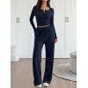 image:imageTrendy Queen 2 Piece Matching Lounge Sets for Women Fall Fashion Outfits 2026 Two Piece Travel Sweatsuits ClothesNavy