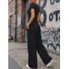 image:imageTrendy Queen Womens 2 Piece Sets Lounge Matching Set Cruise Casual Vacation Outfits Summer Wide Leg Pants Workout ClothesBlack
