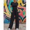 image:imageTrendy Queen Womens 2 Piece Sets Lounge Matching Set Cruise Casual Vacation Outfits Summer Wide Leg Pants Workout ClothesBlack