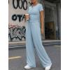 image:imageTrendy Queen Womens 2 Piece Sets Lounge Matching Set Cruise Casual Vacation Outfits Summer Wide Leg Pants Workout ClothesLight Blue
