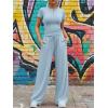 image:imageTrendy Queen Womens 2 Piece Sets Lounge Matching Set Cruise Casual Vacation Outfits Summer Wide Leg Pants Workout ClothesLight Blue