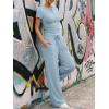 image:imageTrendy Queen Womens 2 Piece Sets Lounge Matching Set Cruise Casual Vacation Outfits Summer Wide Leg Pants Workout ClothesLight Blue