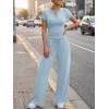 image:imageTrendy Queen Womens 2 Piece Sets Lounge Matching Set Cruise Casual Vacation Outfits Summer Wide Leg Pants Workout ClothesLight Blue