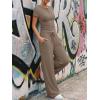 image:imageTrendy Queen Womens 2 Piece Sets Lounge Matching Set Cruise Casual Vacation Outfits Summer Wide Leg Pants Workout ClothesMocha