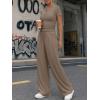 image:imageTrendy Queen Womens 2 Piece Sets Lounge Matching Set Cruise Casual Vacation Outfits Summer Wide Leg Pants Workout ClothesMocha