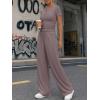 image:imageTrendy Queen Womens 2 Piece Sets Lounge Matching Set Cruise Casual Vacation Outfits Summer Wide Leg Pants Workout ClothesRose Taupe