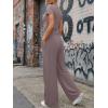 image:imageTrendy Queen Womens 2 Piece Sets Lounge Matching Set Cruise Casual Vacation Outfits Summer Wide Leg Pants Workout ClothesRose Taupe
