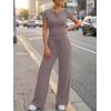 image:imageTrendy Queen Womens 2 Piece Sets Lounge Matching Set Cruise Casual Vacation Outfits Summer Wide Leg Pants Workout ClothesRose Taupe