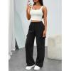 image:imageTrendy Queen Womens Cargo Sweatpants Wide Leg Workwear Pants with Pockets amp Elastic Waist Casual Joggers for TravelBlack