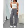 image:imageTrendy Queen Womens Cargo Sweatpants Wide Leg Workwear Pants with Pockets amp Elastic Waist Casual Joggers for TravelBlackgrey