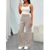 image:imageTrendy Queen Womens Cargo Sweatpants Wide Leg Workwear Pants with Pockets amp Elastic Waist Casual Joggers for TravelCoffeegrey