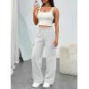 image:imageTrendy Queen Womens Cargo Sweatpants Wide Leg Workwear Pants with Pockets amp Elastic Waist Casual Joggers for TravelGrey