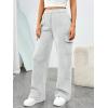image:imageTrendy Queen Womens Cargo Sweatpants Wide Leg Workwear Pants with Pockets amp Elastic Waist Casual Joggers for TravelGrey