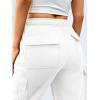 image:imageTrendy Queen Womens Cargo Sweatpants Wide Leg Workwear Pants with Pockets amp Elastic Waist Casual Joggers for TravelWhite