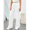 image:imageTrendy Queen Womens Cargo Sweatpants Wide Leg Workwear Pants with Pockets amp Elastic Waist Casual Joggers for TravelWhite