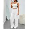 image:imageTrendy Queen Womens Cargo Sweatpants Wide Leg Workwear Pants with Pockets amp Elastic Waist Casual Joggers for TravelWhite