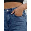 image:imageTrendy Queen Womens High Waisted Wide Leg Jeans Stretchy Straight Leg Baggy Denim PantsDeep Blue