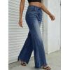 image:imageTrendy Queen Womens High Waisted Wide Leg Jeans Stretchy Straight Leg Baggy Denim PantsDeep Blue