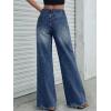 image:imageTrendy Queen Womens High Waisted Wide Leg Jeans Stretchy Straight Leg Baggy Denim PantsDeep Blue