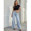 image:imageTrendy Queen Womens High Waisted Wide Leg Jeans Stretchy Straight Leg Baggy Denim PantsLight Blue