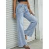 image:imageTrendy Queen Womens High Waisted Wide Leg Jeans Stretchy Straight Leg Baggy Denim PantsLight Blue