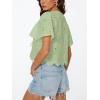 image:imageTrendy Queen Womens Tie Front Tops Summer Beach Vacation 2026 Fashion Outfits Loose Fit Blouses Eyelet Embroidered ClothesLight Green
