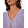 image:imageTrendy Queen Womens Tie Front Tops Summer Beach Vacation 2026 Fashion Outfits Loose Fit Blouses Eyelet Embroidered ClothesLight Purple