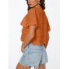 image:imageTrendy Queen Womens Tie Front Tops Summer Beach Vacation 2026 Fashion Outfits Loose Fit Blouses Eyelet Embroidered ClothesOrange