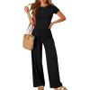 image:imageTrendy Queen Womens 2 Piece Sets Lounge Matching Set Cruise Casual Vacation Outfits Summer Wide Leg Pants Workout ClothesBlack