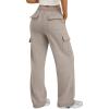 image:imageTrendy Queen Womens Cargo Sweatpants Wide Leg Workwear Pants with Pockets amp Elastic Waist Casual Joggers for TravelCoffeegrey