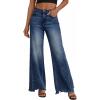 image:imageTrendy Queen Womens High Waisted Wide Leg Jeans Stretchy Straight Leg Baggy Denim PantsDeep Blue