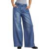 image:imageTrendy Queen Womens Wide Leg Jeans with Side Pleats  Baggy Casual Denim Pants in Soft Drapery FabricBlue