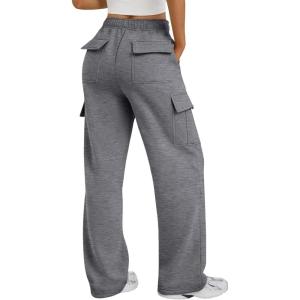 image:imageTrendy Queen Womens Cargo Sweatpants Wide Leg Workwear Pants with Pockets amp Elastic Waist Casual Joggers for TravelBlackgrey