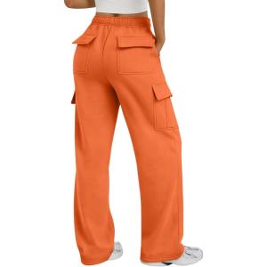 image:imageTrendy Queen Womens Cargo Sweatpants Wide Leg Workwear Pants with Pockets amp Elastic Waist Casual Joggers for TravelOrange