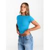 image:imageTrendy Queen Womens Boat Neck Short Sleeve TShirts Fitted Compression Summer Y2k Basic Tops 2026 Spring Outfits ClothesBlue