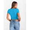 image:imageTrendy Queen Womens Boat Neck Short Sleeve TShirts Fitted Compression Summer Y2k Basic Tops 2026 Spring Outfits ClothesBlue