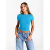 image:imageTrendy Queen Womens Boat Neck Short Sleeve TShirts Fitted Compression Summer Y2k Basic Tops 2026 Spring Outfits ClothesBlue