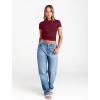 image:imageTrendy Queen Womens Boat Neck Short Sleeve TShirts Fitted Compression Summer Y2k Basic Tops 2026 Spring Outfits ClothesBurgundy