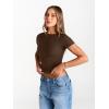 image:imageTrendy Queen Womens Boat Neck Short Sleeve TShirts Fitted Compression Summer Y2k Basic Tops 2026 Spring Outfits ClothesChocolate Brown