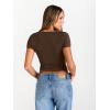 image:imageTrendy Queen Womens Boat Neck Short Sleeve TShirts Fitted Compression Summer Y2k Basic Tops 2026 Spring Outfits ClothesChocolate Brown