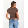 image:imageTrendy Queen Womens Boat Neck Short Sleeve TShirts Fitted Compression Summer Y2k Basic Tops 2026 Spring Outfits ClothesCoffee