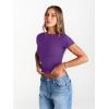 image:imageTrendy Queen Womens Boat Neck Short Sleeve TShirts Fitted Compression Summer Y2k Basic Tops 2026 Spring Outfits ClothesDark Purple