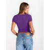 image:imageTrendy Queen Womens Boat Neck Short Sleeve TShirts Fitted Compression Summer Y2k Basic Tops 2026 Spring Outfits ClothesDark Purple