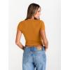 image:imageTrendy Queen Womens Boat Neck Short Sleeve TShirts Fitted Compression Summer Y2k Basic Tops 2026 Spring Outfits ClothesGolden Ochre